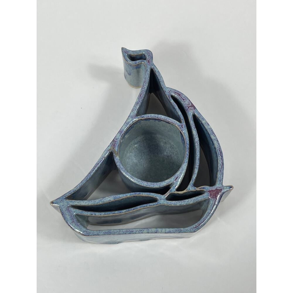 CandlePots Bay Pottery Handcrafted Sailboat Candle Holder